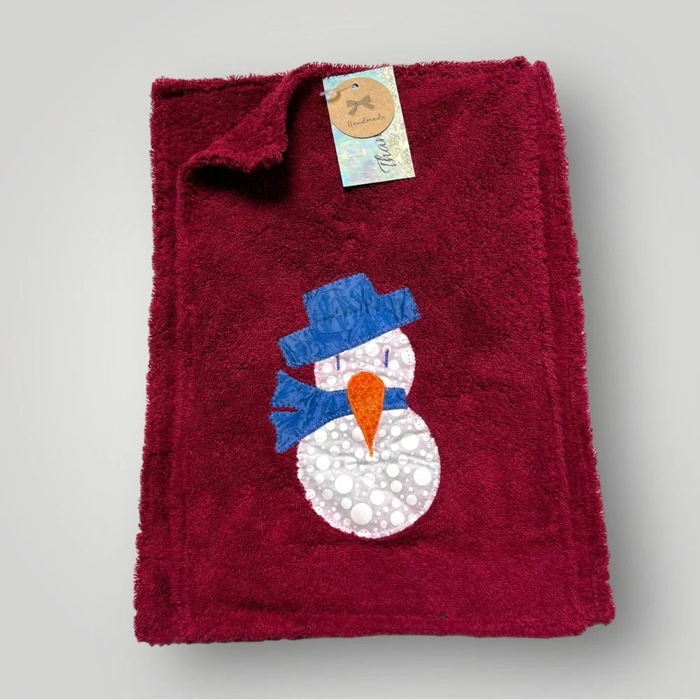 Lot/2 𝑯𝒂𝒏𝒅𝒎𝒂𝒅𝒆 Christmas Snowman Hand Towels 🎁